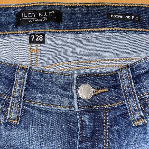 Judy Blue JB8281MD Mid Rise Skinny Jeans Boyfriend Womens 7/28 Dark Wash Stretch - Picture 9 of 10